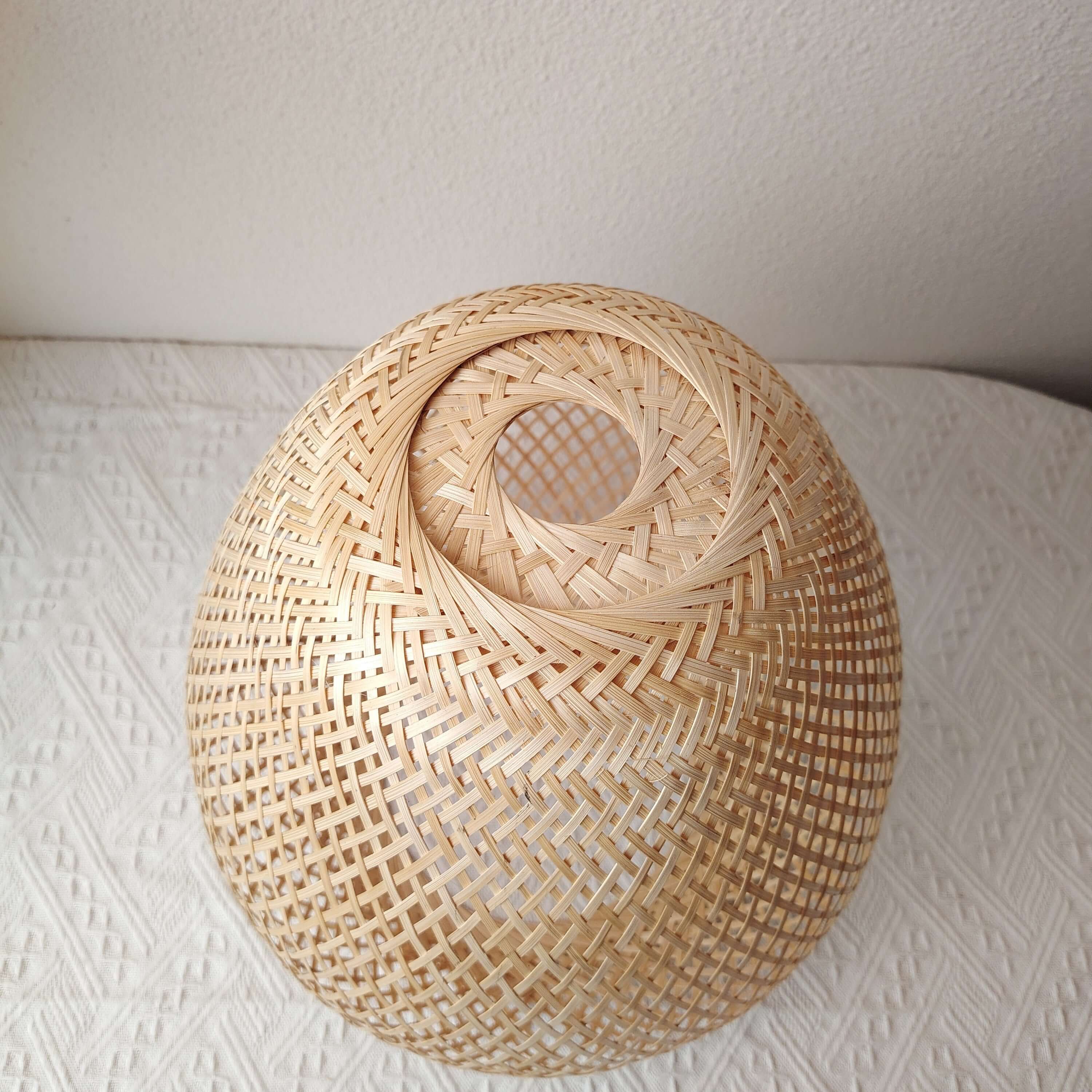 Handwoven Bamboo Pendant Light - Modern Art Deco Style